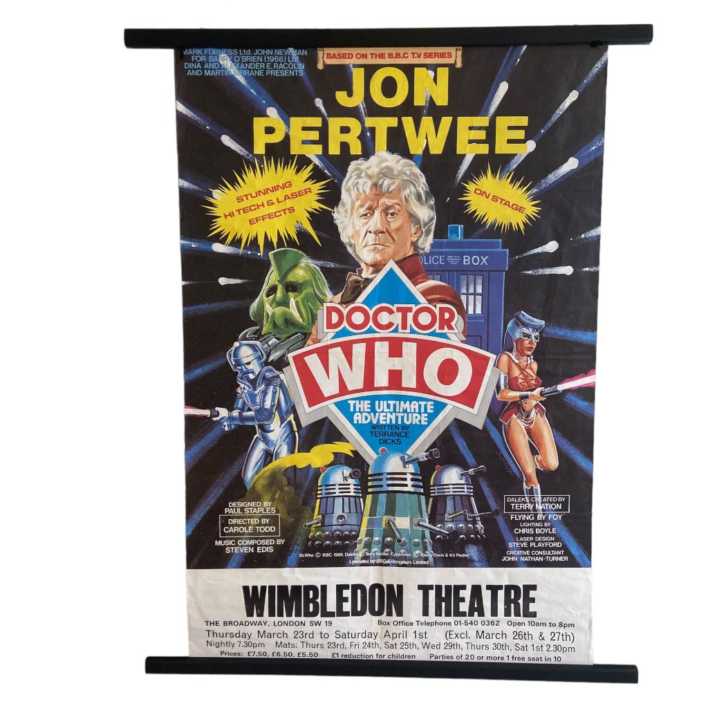 1989 Jon Pertwee Ultimate Adventure Wimbledon Theatre Poster - Any Old Vintage
