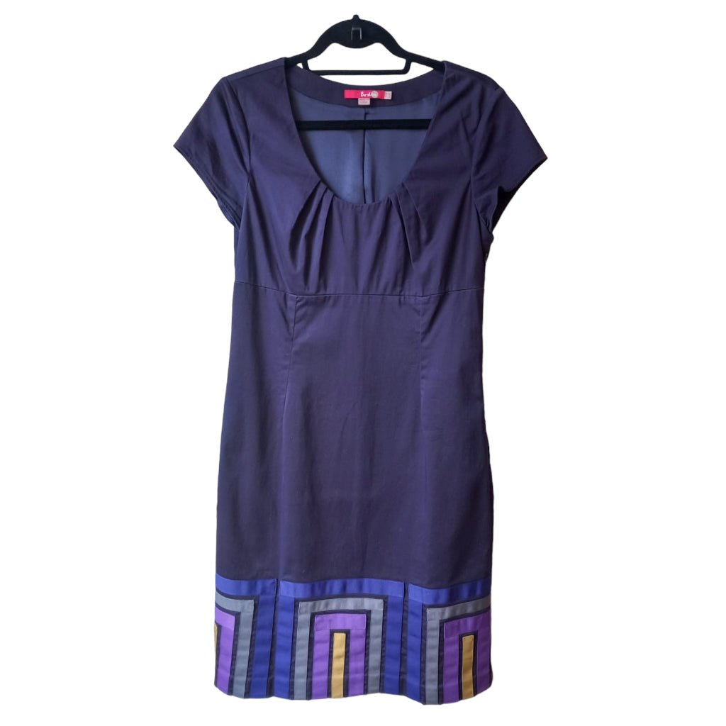 Boden Aubergine Purple Cotton Abstract Sheath A-Line Dress - Any Old Vintage