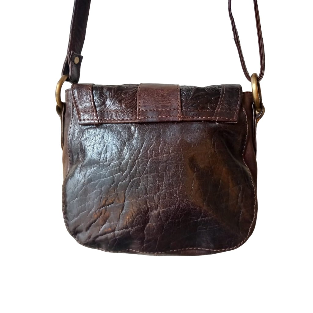 Brampton London Brown Tooled Leather Handbag - Any Old Vintage