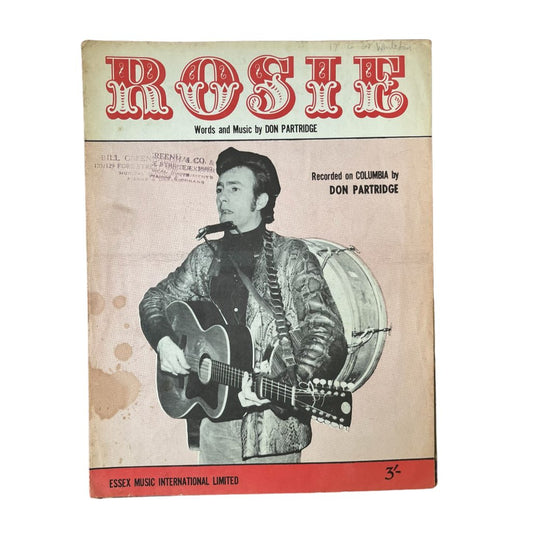 Don Partridge Rosie Sheet Music 1967 - Any Old Vintage