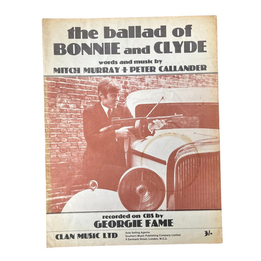 Georgie Fame Ballad of Bonnie & Clyde Sheet Music 1967 - Any Old Vintage
