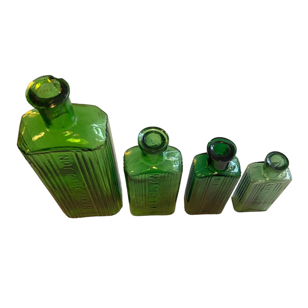 Green Oblong Victorian 'Not to be Taken' Decorative Bottles - Any Old Vintage