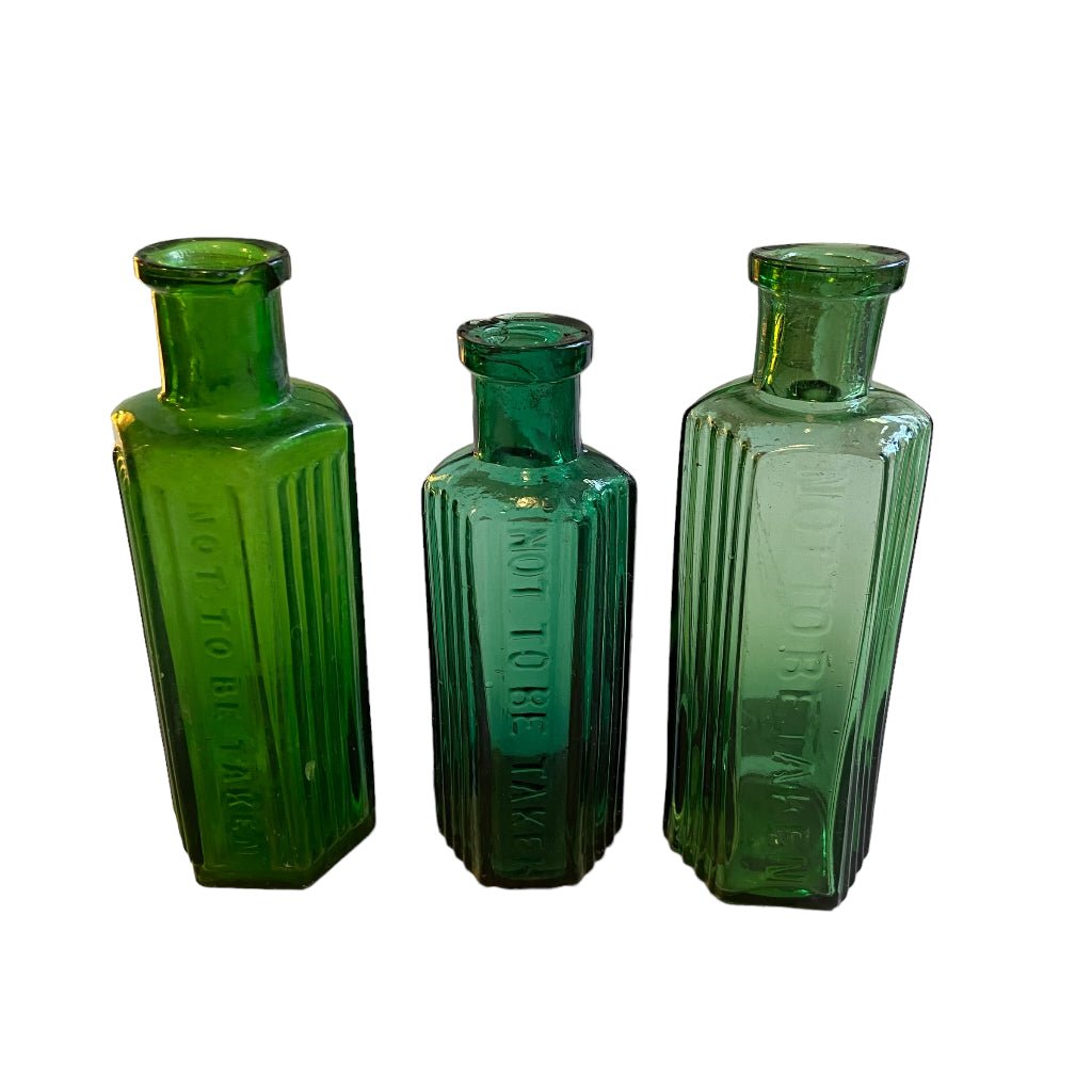 Hexagonal Victorian 'Not to be Taken' Decorative Bottles - Any Old Vintage