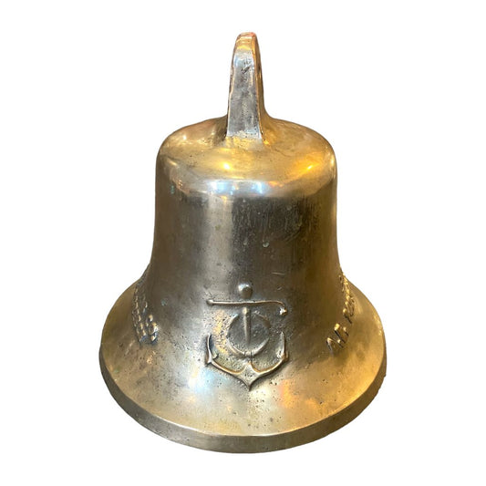 Large Vintage Brass Ship's Bell with Relief Detailing - Any Old Vintage