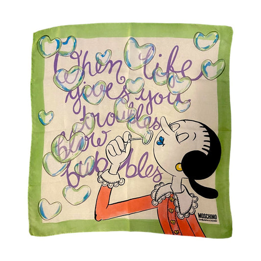 Moschino Cheap & Chic Olive Oyl Silk Scarf - Any Old Vintage