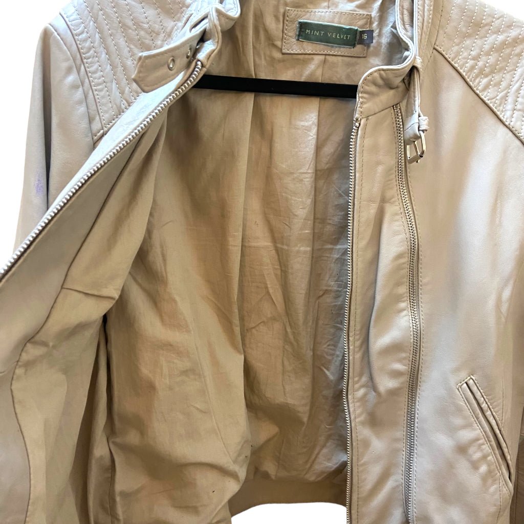 Mint velvet tan leather on sale jacket