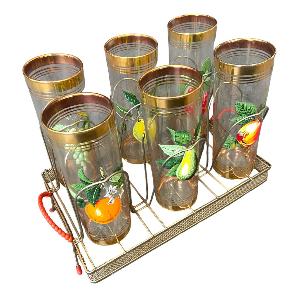 Set of 6 1950s Highball Glasses with Stand - Any Old Vintage