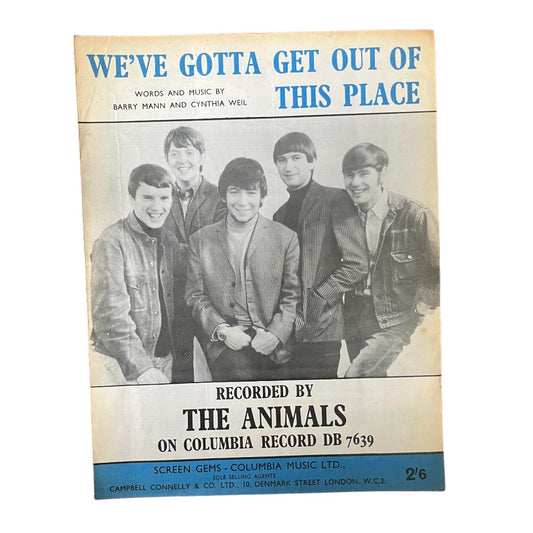 The Animals We've Gotta Get Out of this Place Sheet Music 1965 - Any Old Vintage