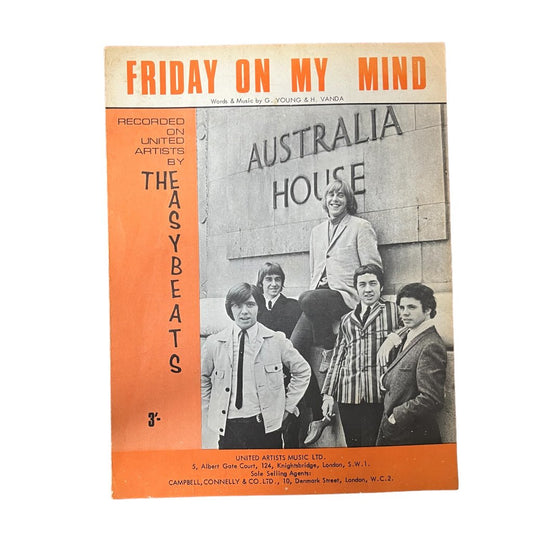 The Easybeats Friday on my Mind Sheet Music 1966 - Any Old Vintage