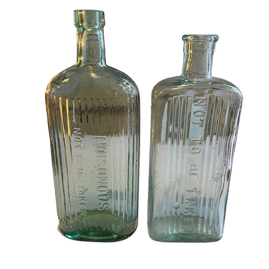 Victorian Clear 'Not to be Taken' Decorative Bottles - Any Old Vintage