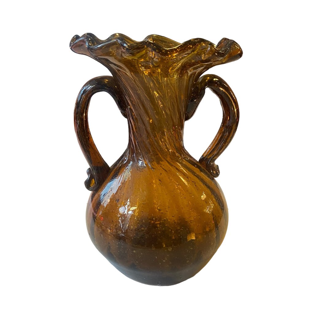Victorian Handblown Brown Glass Vase - Any Old Vintage