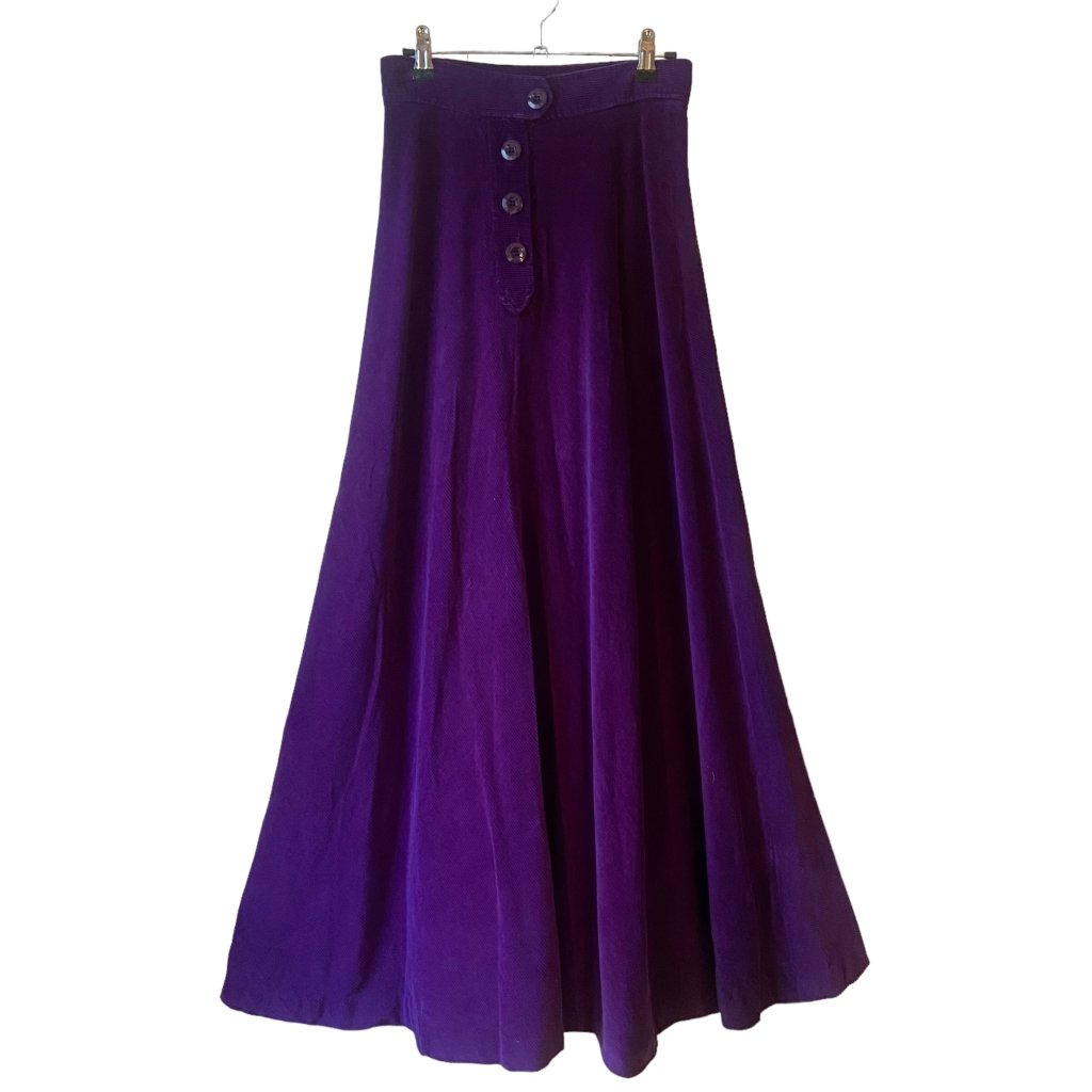 Vintage 1970s Wallis Purple Corduroy Maxi Skirt - Any Old Vintage