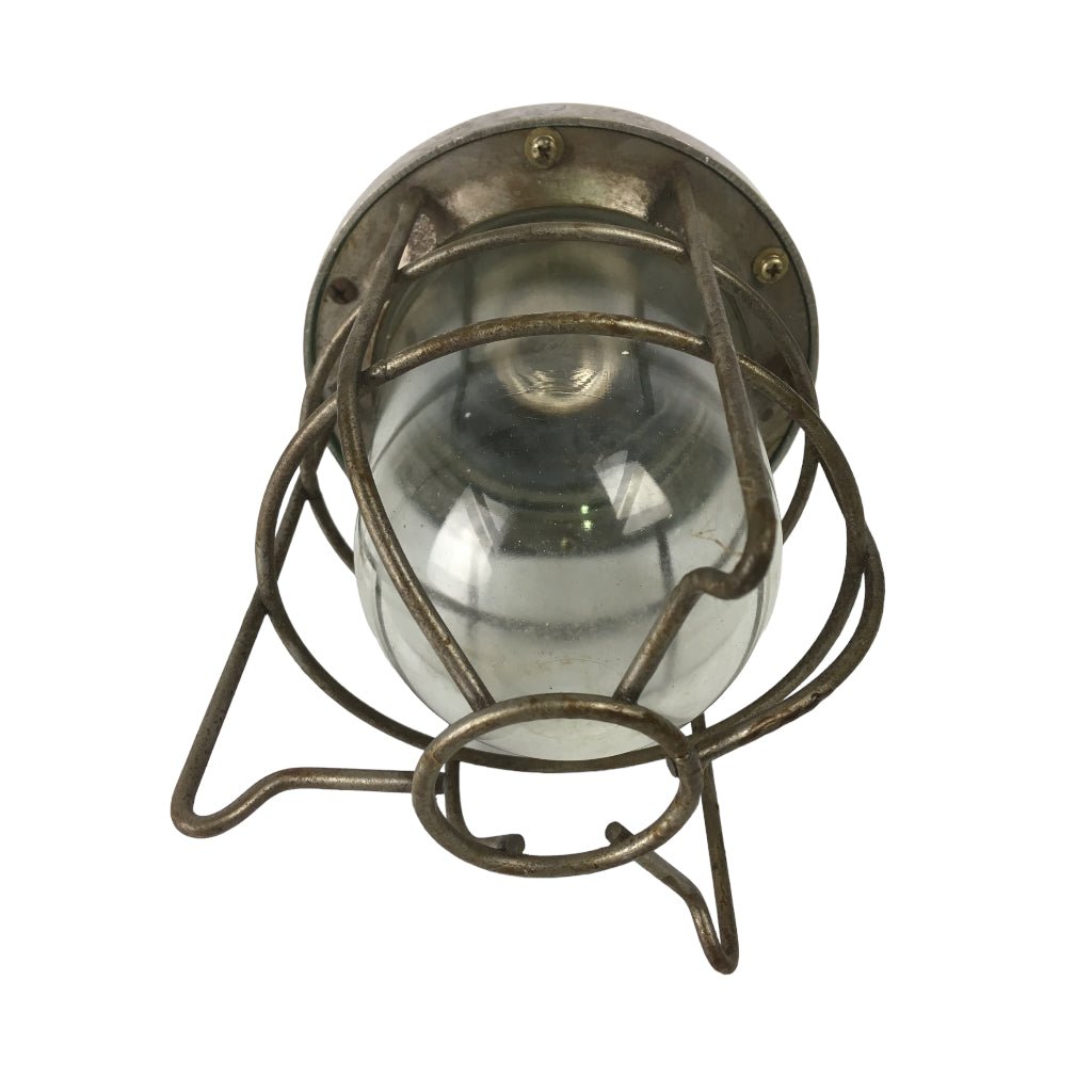 Vintage Aluminium Caged Pendant Inspection Light - Any Old Vintage