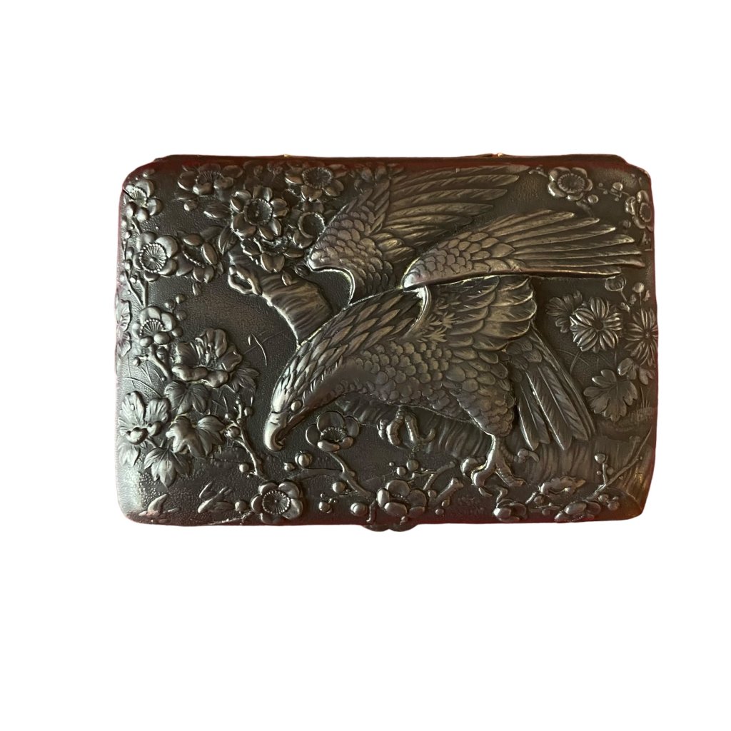 Vintage Brass & Pewter Tin with Eagle/Floral Relief Design - Any Old Vintage
