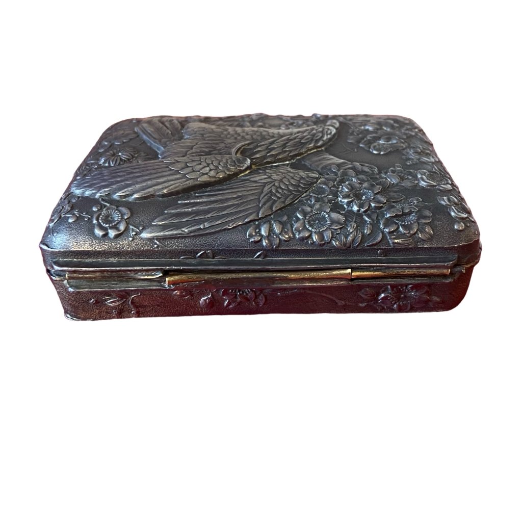 Vintage Brass & Pewter Tin with Eagle/Floral Relief Design - Any Old Vintage
