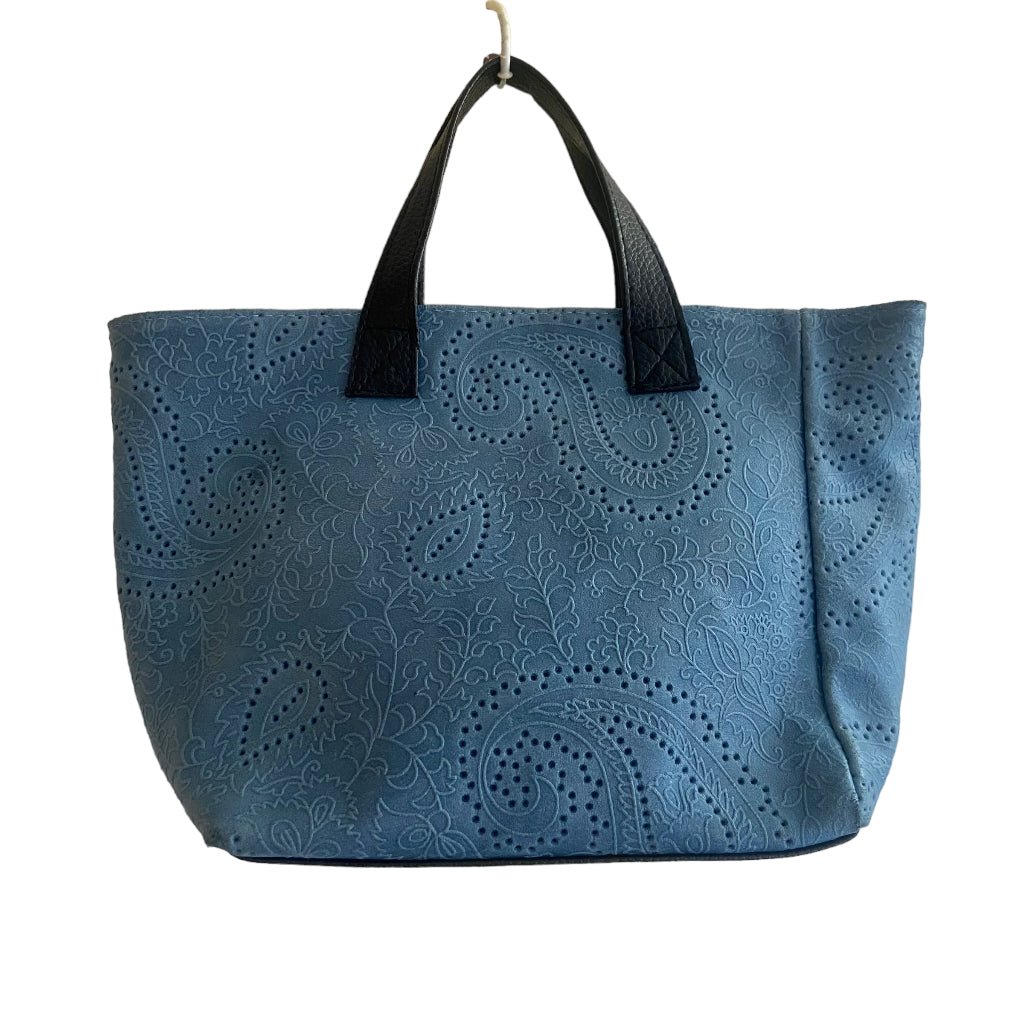 Vintage Cornflower Blue Tooled Tote Bag - Any Old Vintage