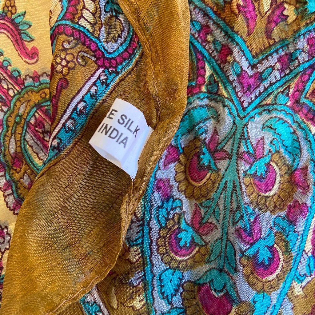 Vintage Indian Silk Paisley Scarf - Any Old Vintage