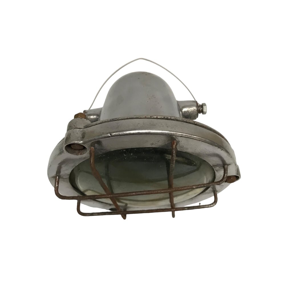 Vintage Nautical Aluminium Cargo Light Converted to Pendant Lighting - Any Old Vintage