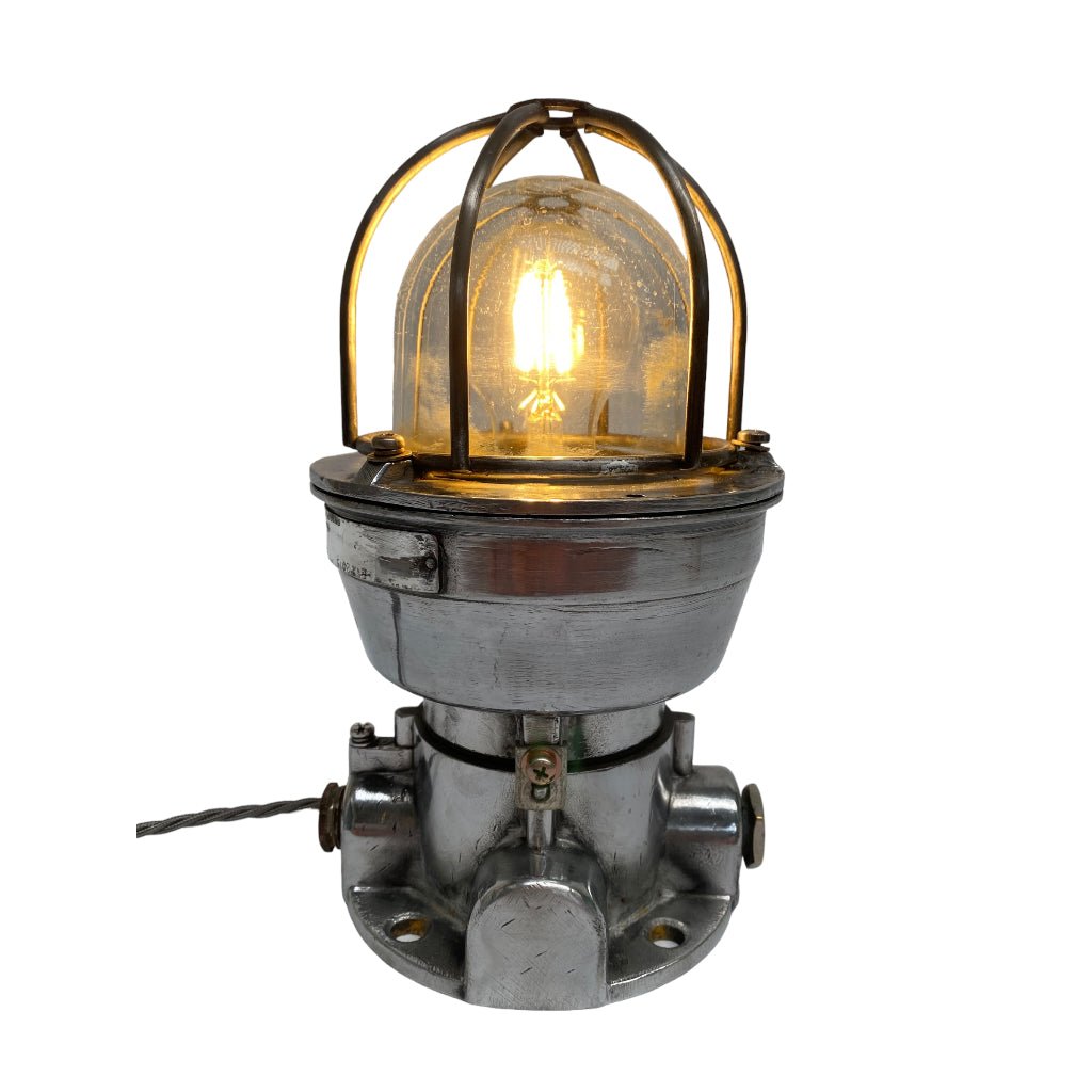 Vintage Nautical Aluminium Pillar Light Table Lamp Conversion - Any Old Vintage