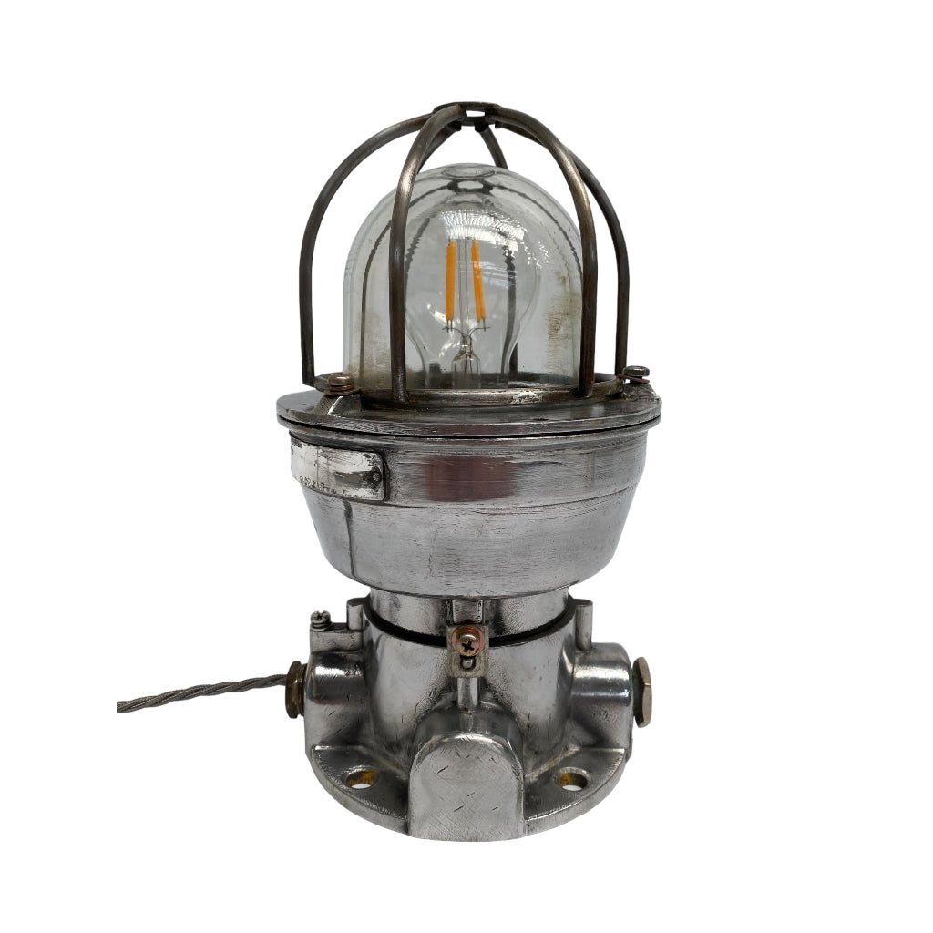 Vintage Nautical Aluminium Pillar Light Table Lamp Conversion - Any Old Vintage